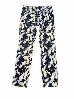 White House Black Market Slim Ankle Pants Blue Floral Size 8R
